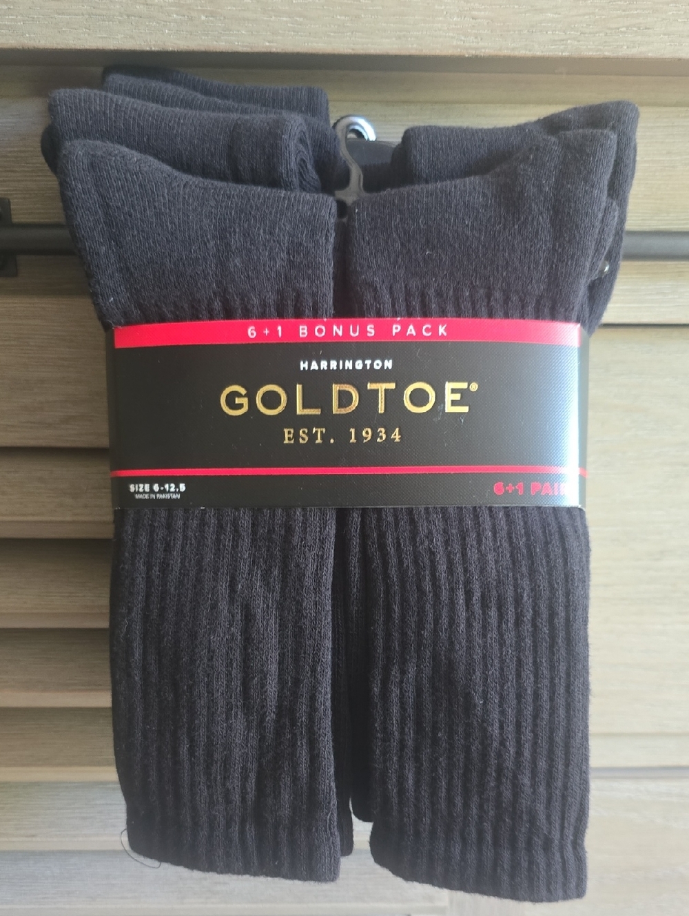 Gold Toe Black Ribbed Crew Socks 7-Pack